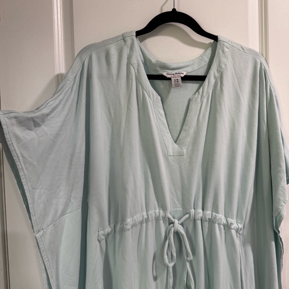 Tommy Bahama Island Soft Sea Coast Caftan Dress Cover Up Sea Mist Blue S/M - Picture 4 of 7